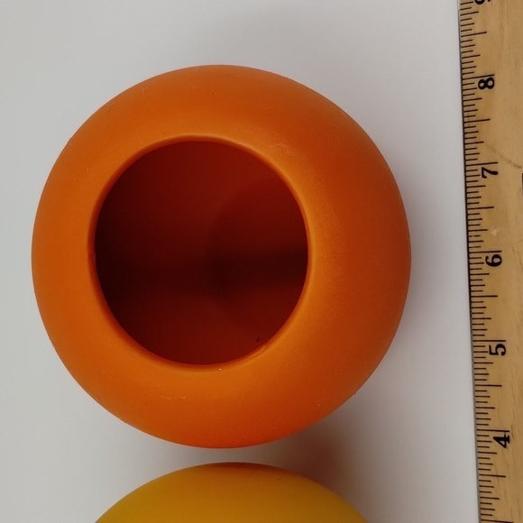 Retro round orange and yellow succulents planters 3" set of 2 - Picture 4 of 7